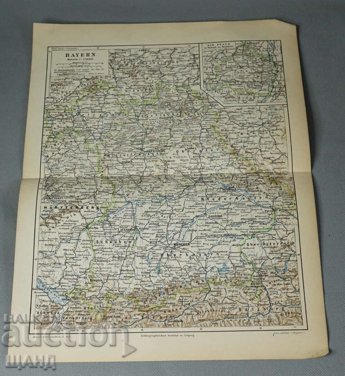 1900 Map Lithograph Bayern 1;1,700,000