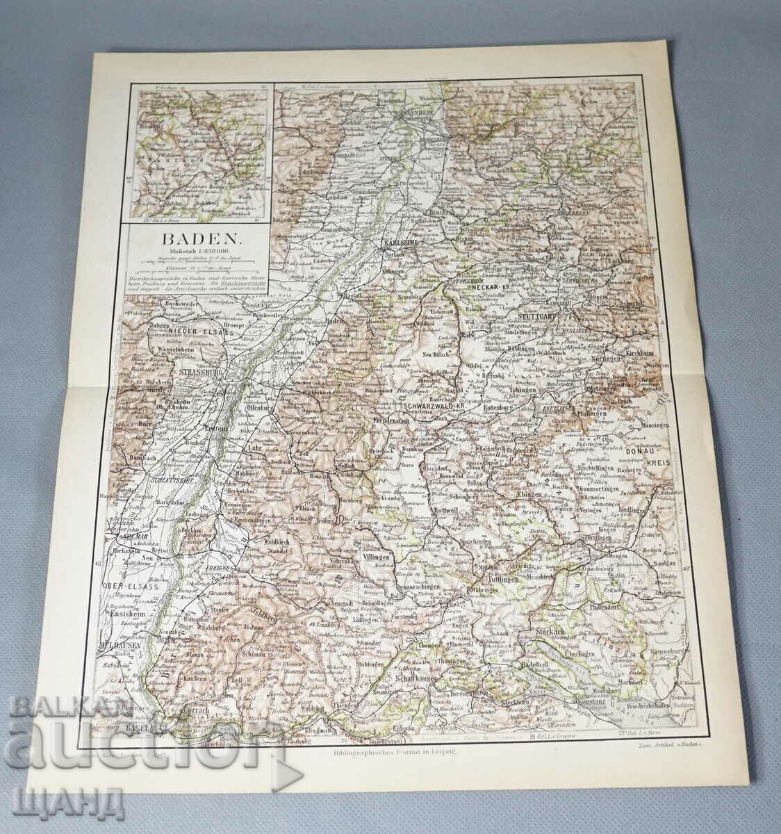 1900 Карта  Литография Баден  1;850 000