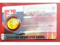 Coin card-Slovakia with 1 kroner 1995