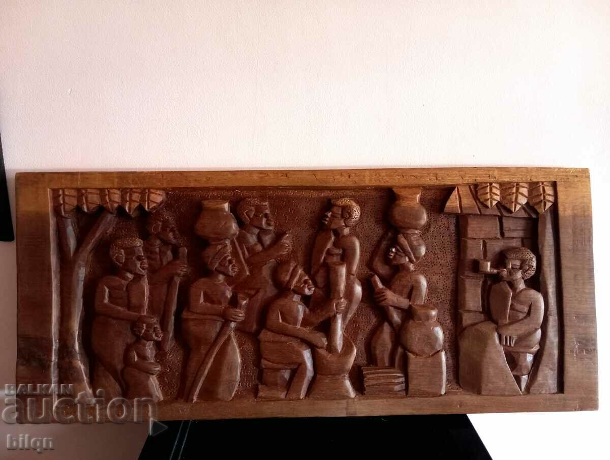 Lovely Large Old Wood Panel Carving