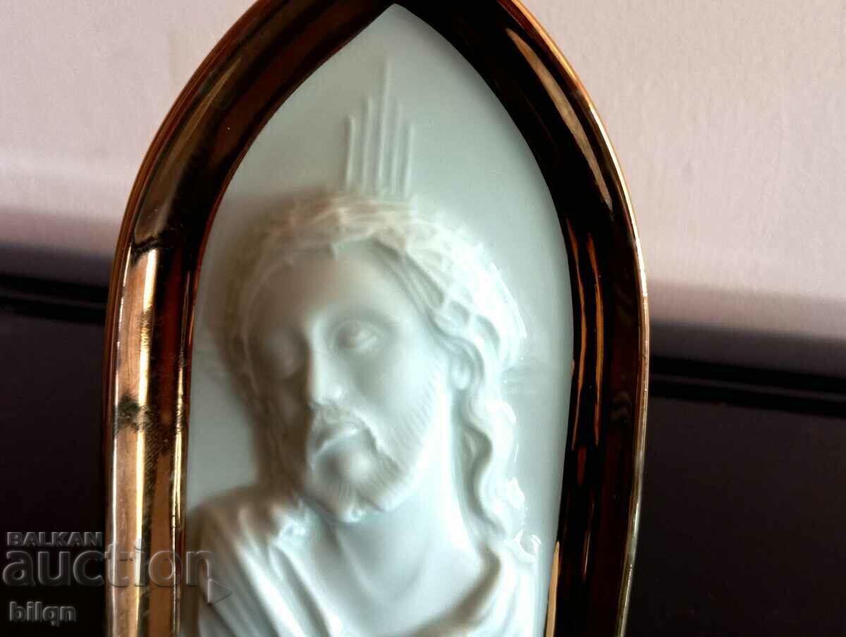 Μεγάλη γερμανική πορσελάνη εικονίδιο με επίχρυσο - 6