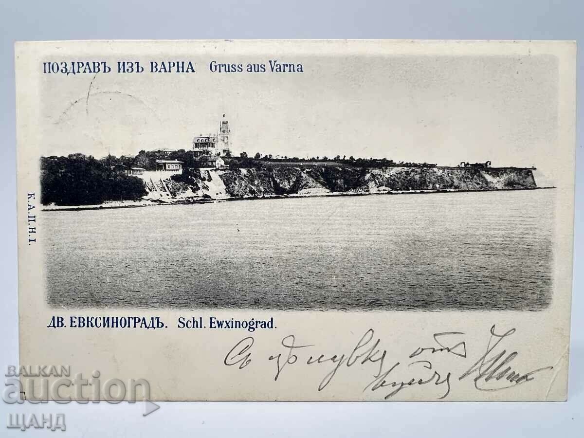 1901 Картичка Варна Двореца Евксиноград Малък лъв ПП