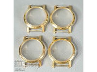 4 Old gilded watch case frames 34mm