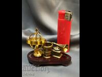 Mini bronze figurines for collection with wooden stand