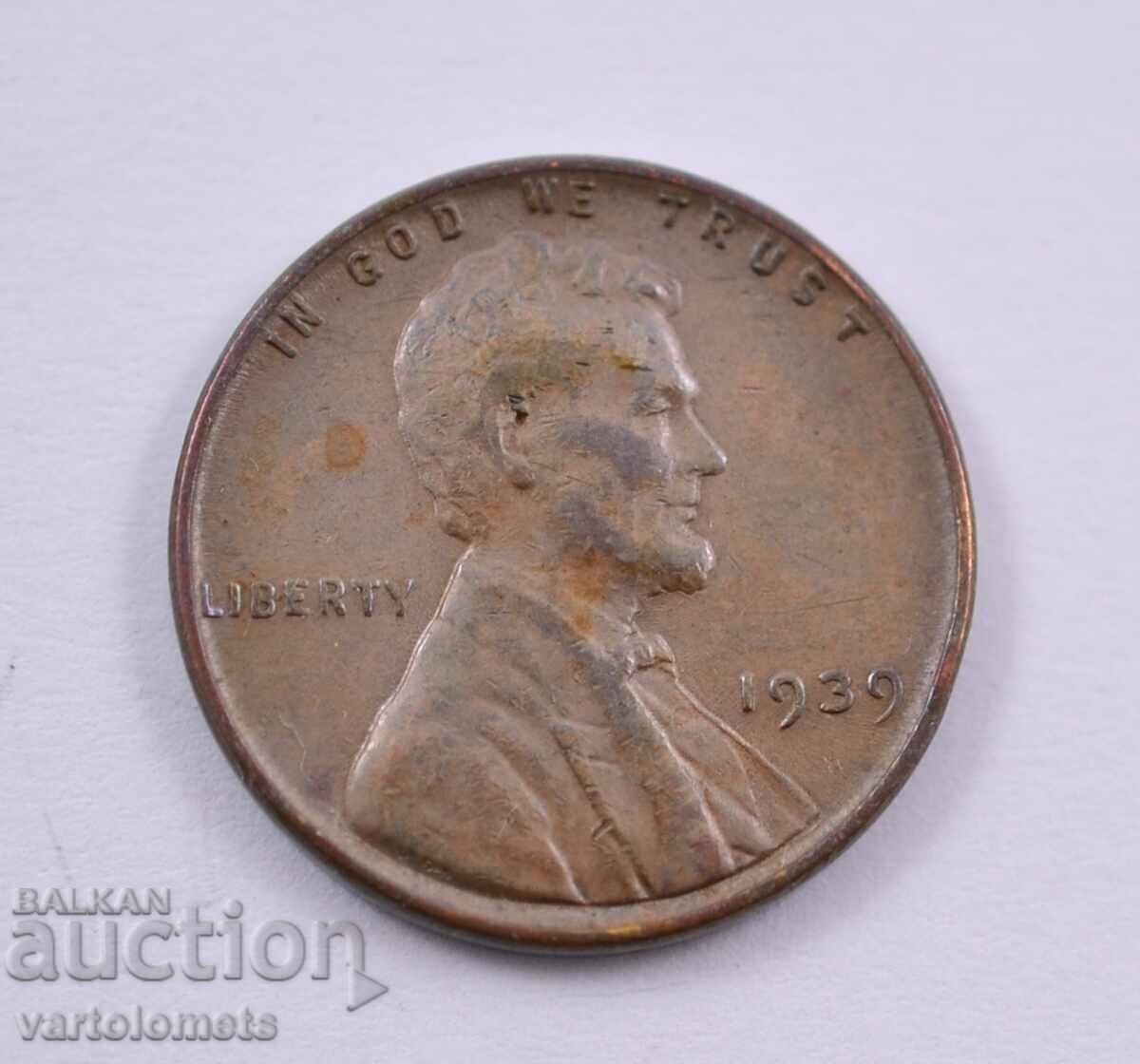 1 cent 1939 - USA Lincoln with price 5.00 BGN | € 2.56 1 cent 1939 - USA Lincoln with price 5.00 BGN | € 2.56