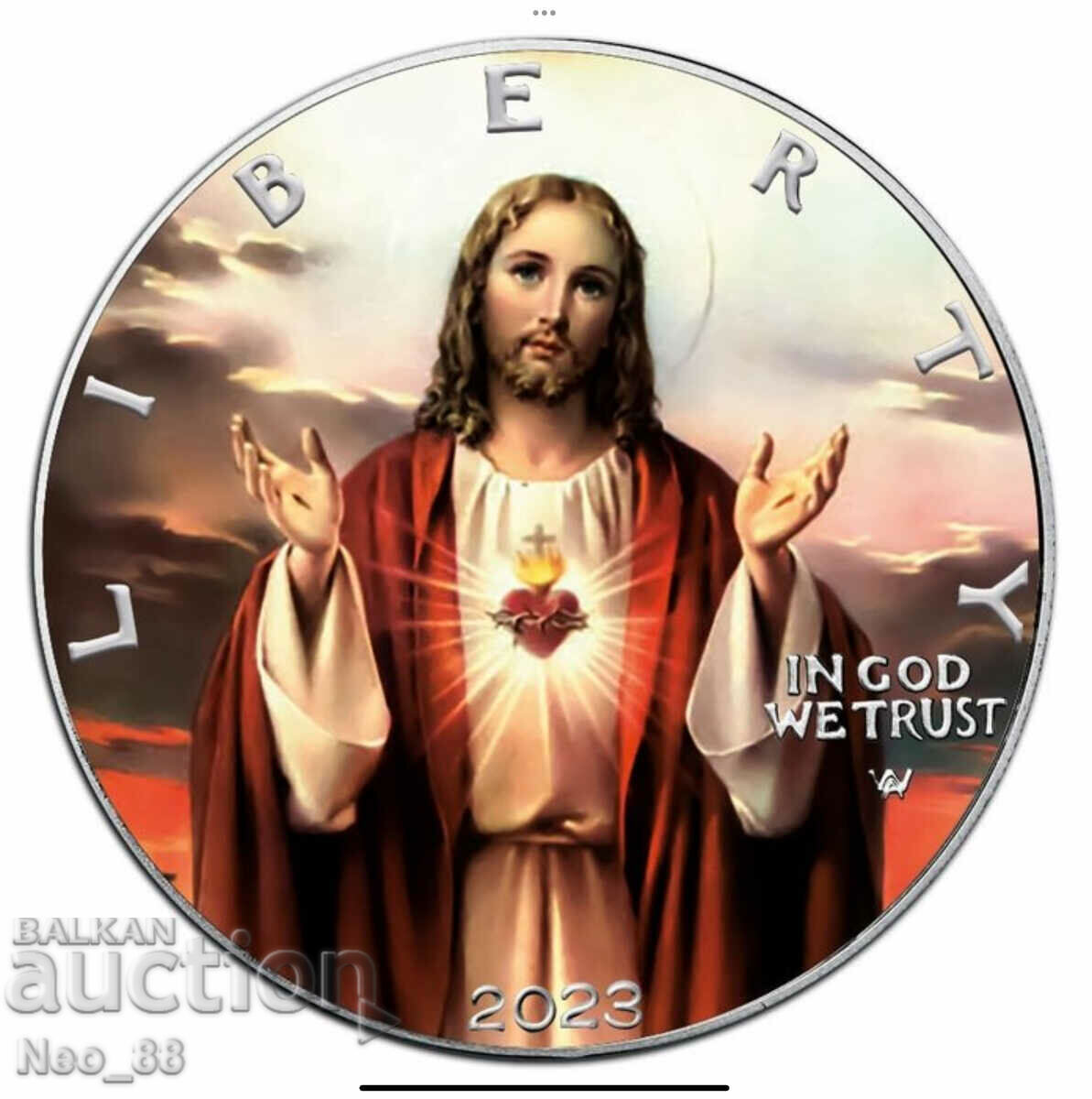 Moneda de argint - Inima Sacra a lui Isus Hristos 1oz