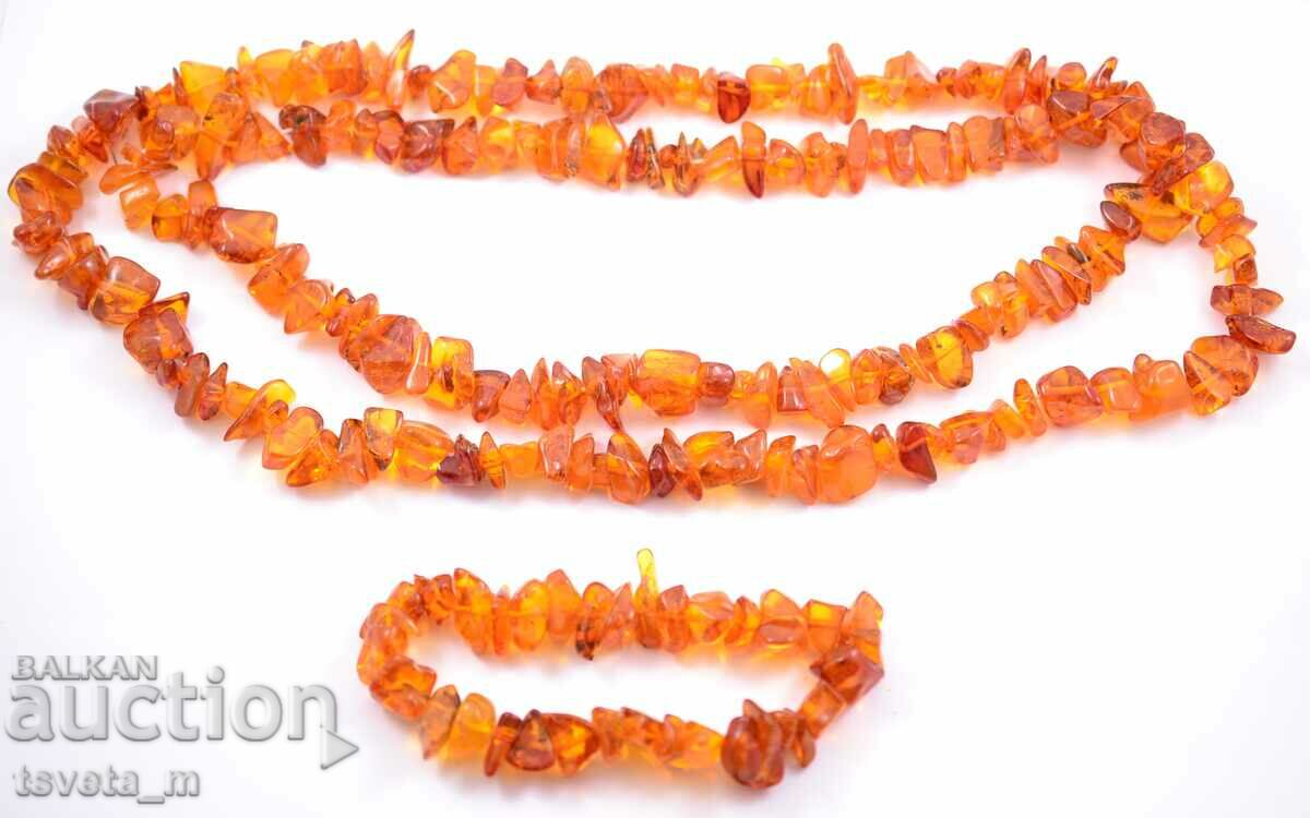 Set of necklace, necklace and bracelet amber 106.5 g. with price 120.00 BGN | € 61.36 Set of necklace, necklace and bracelet amber 106.5 g. with price 120.00 BGN | € 61.36