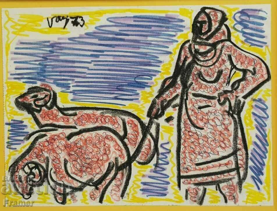 Auction Stefan Gatsev (1935-1986) Shepherd 1973 Mixed technique Auction Stefan Gatsev (1935-1986) Shepherd 1973 Mixed technique