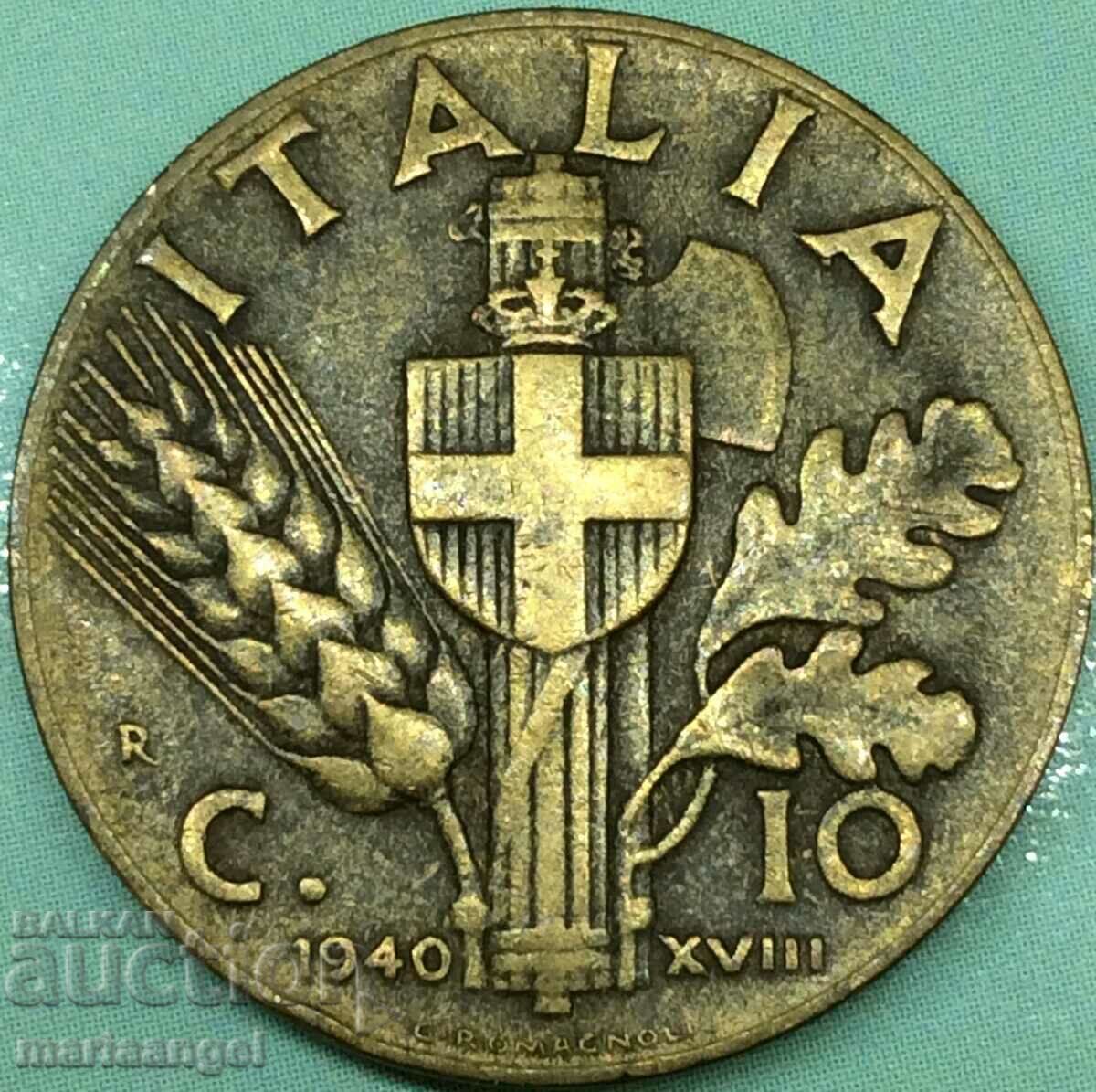10 Centesimi 1940 Ιταλία Victor Emmanuel III