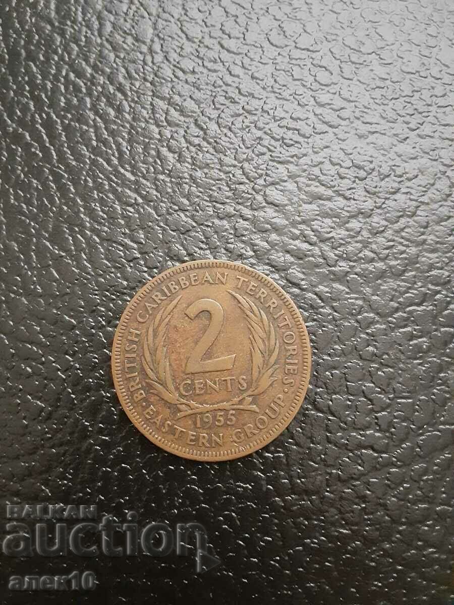 Brit. exp. Caribbean States 2 cent 1955