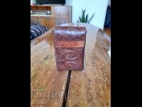 Old leather snuff box for cigarettes, case BGA Balkan, Balkan