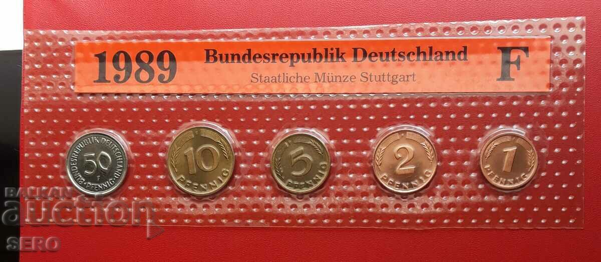 Germania-SET 1989 F-Stuttgart de 5 monede
