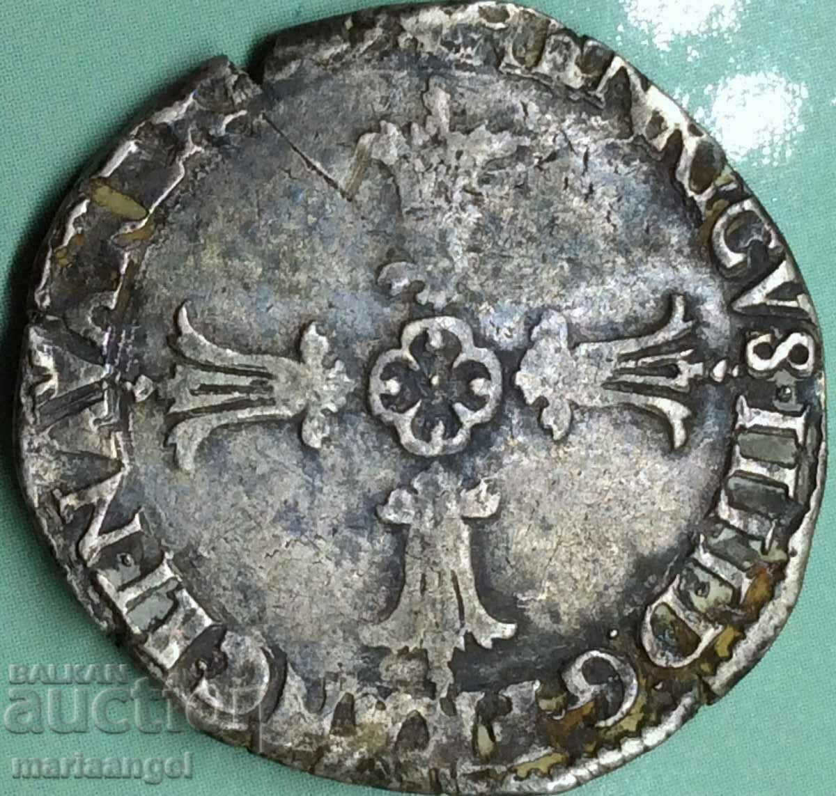 1/4 ECU 1605 France Henri IV 1589-1610 9.55g silver