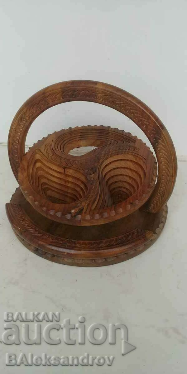 Interesting wooden basket, carving with price 3.00 BGN | € 1.53 Interesting wooden basket, carving with price 3.00 BGN | € 1.53