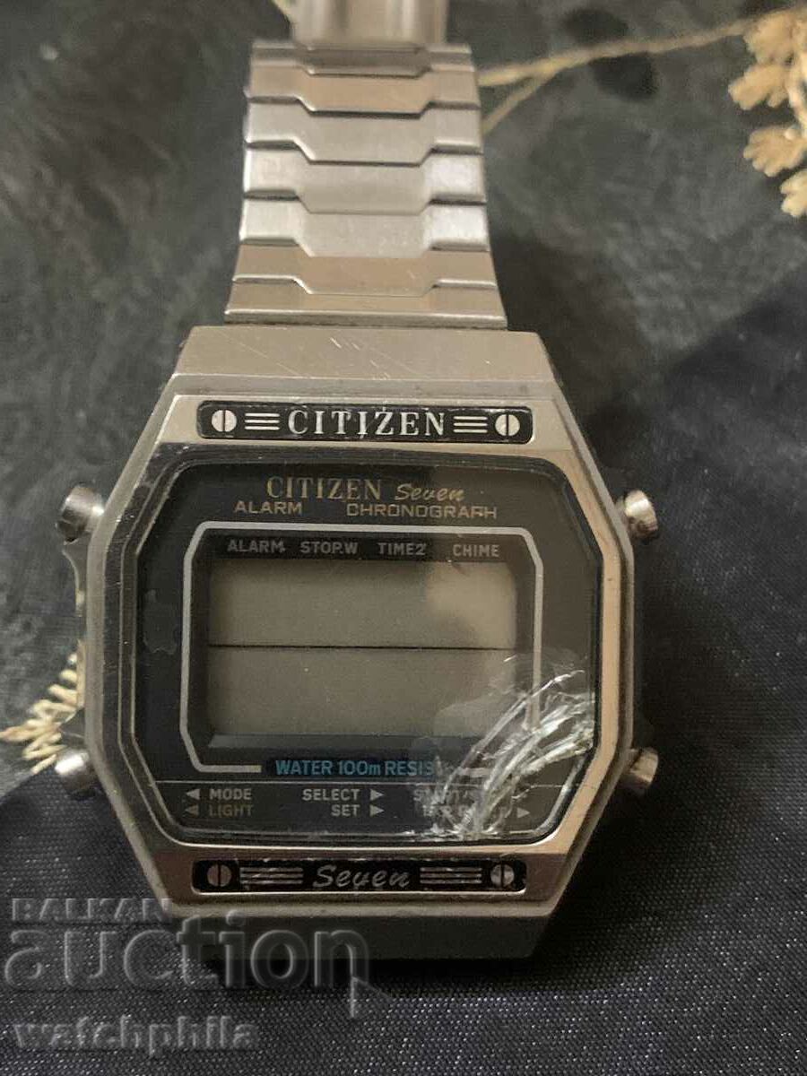 Ceas digital pentru bărbați cu cronograf Citizen Seven, rar.