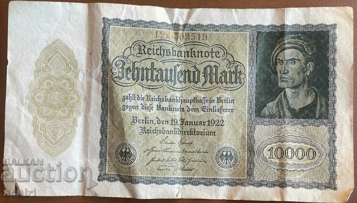 Bancnotă Reich Germania - 10.000 de mărci 1922