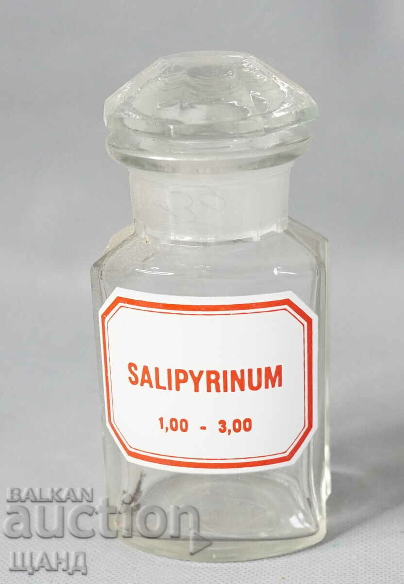 1900 Стъклено Аптекарско Шише  буркан Фармация SALIPYRINUM