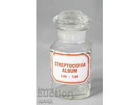 1900 Стъклено Аптекарско Шише  буркан Фармация STREPTOCIDUM