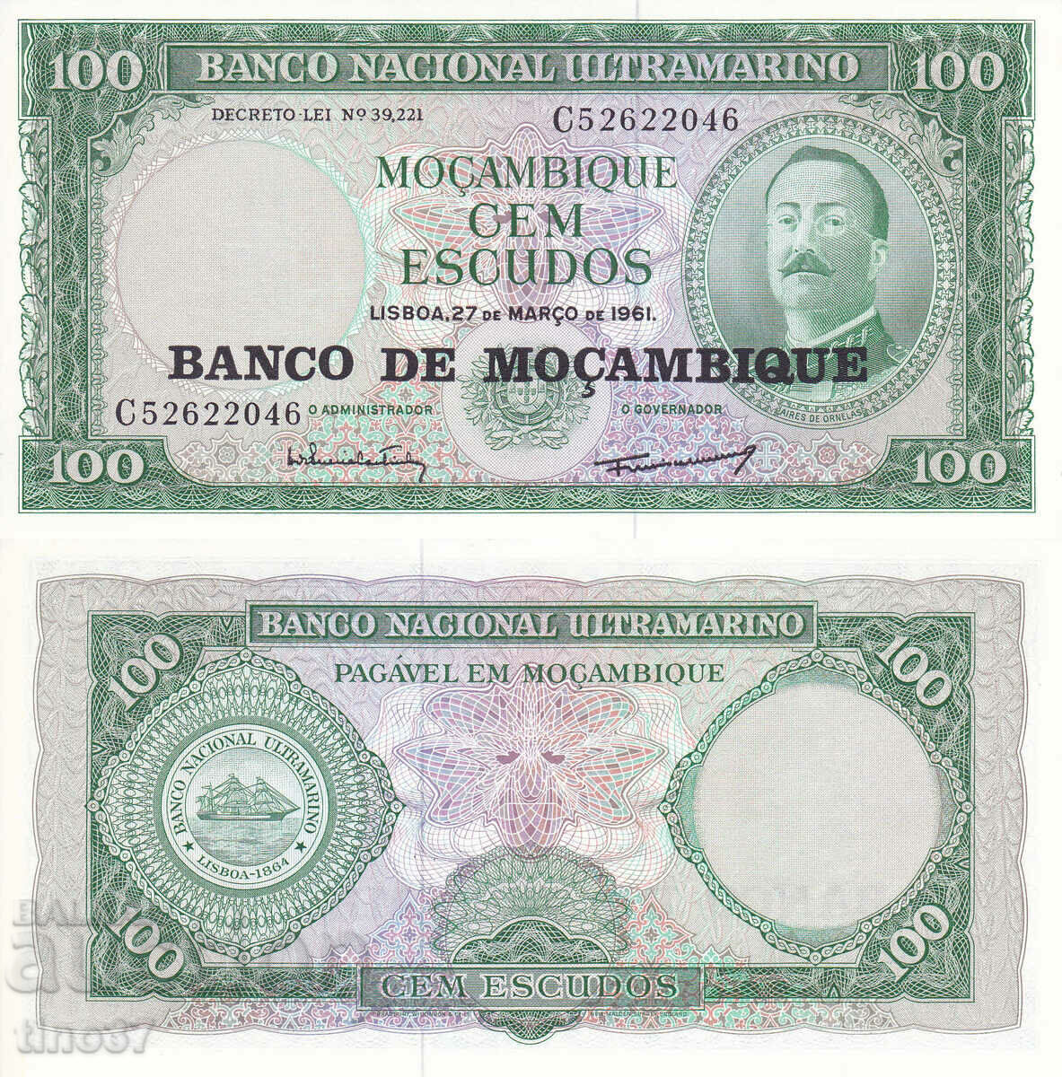 tino37- MOZAMBIQUE - /PORTUGUESE/- 100 ESCUDOS - 1961 - UNC