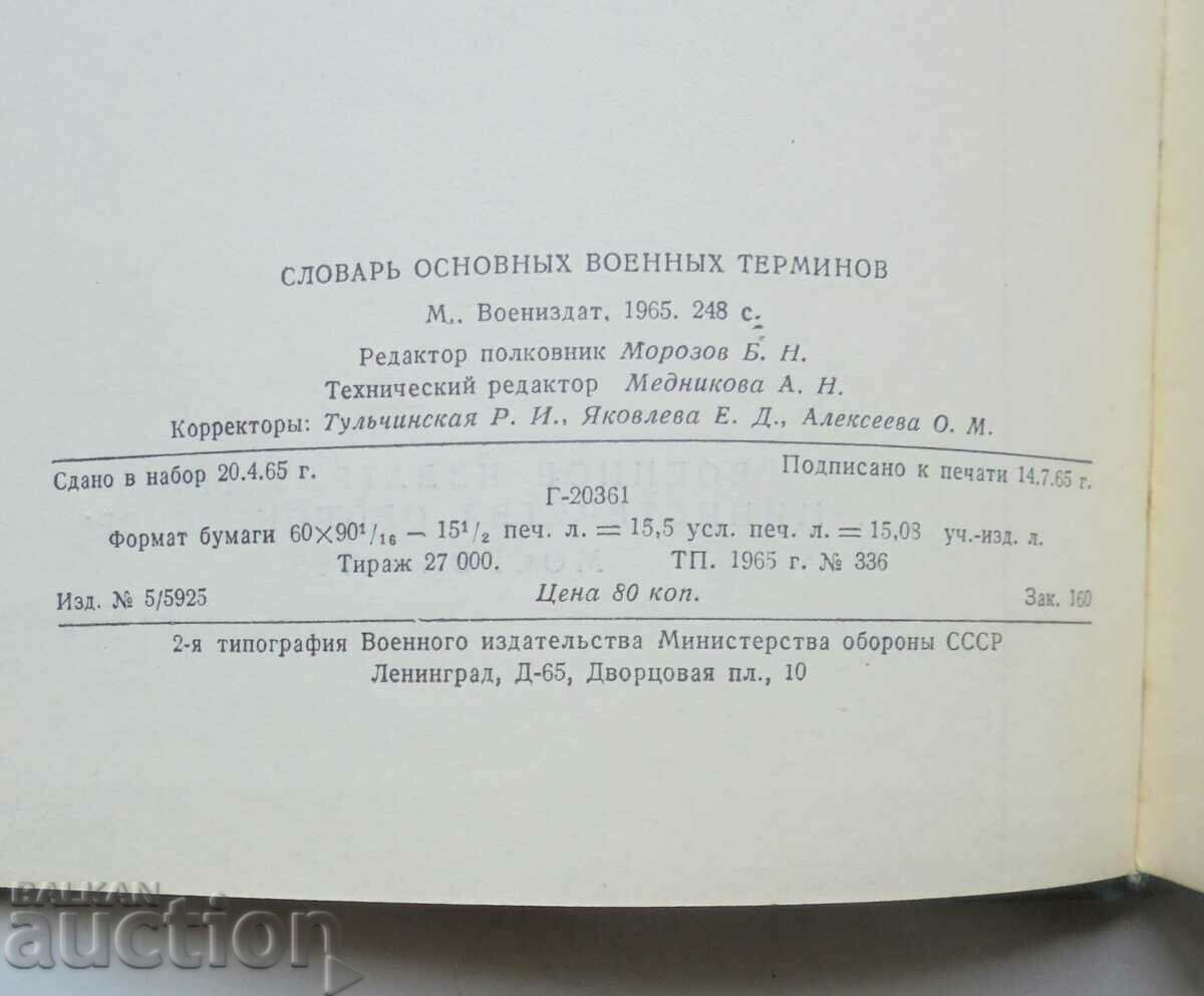 Delivery of Dictionary of Basic Military Terms 1965 Delivery of Dictionary of Basic Military Terms 1965