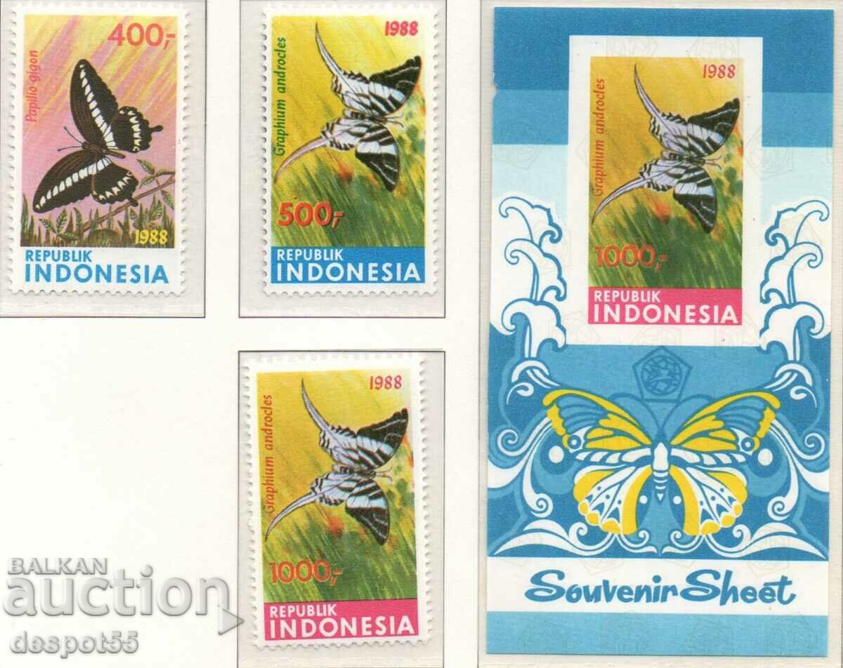 1988. Индонезия. Пеперуди + Блок.