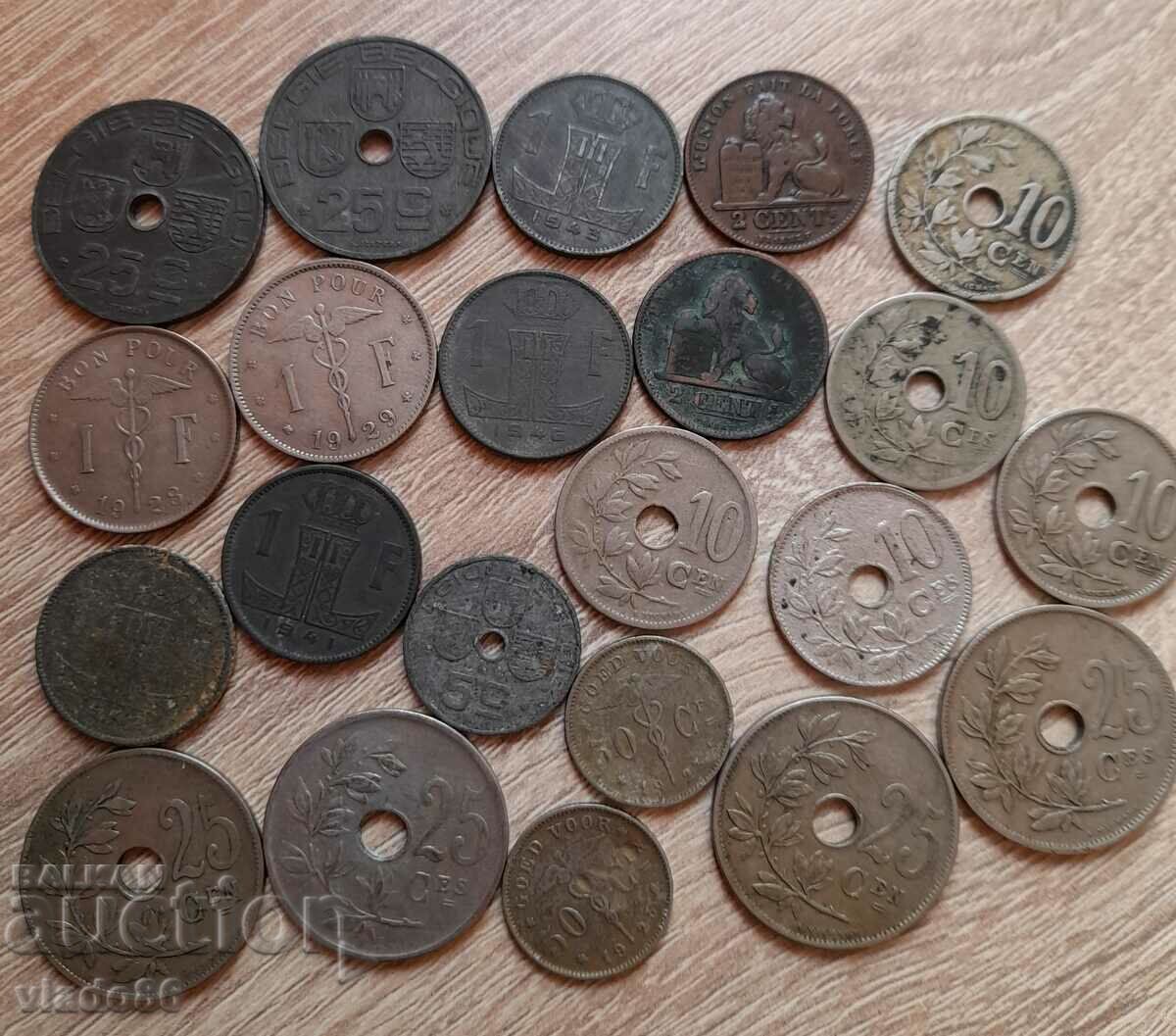 O mulțime de monede belgiene vechi nerecurente