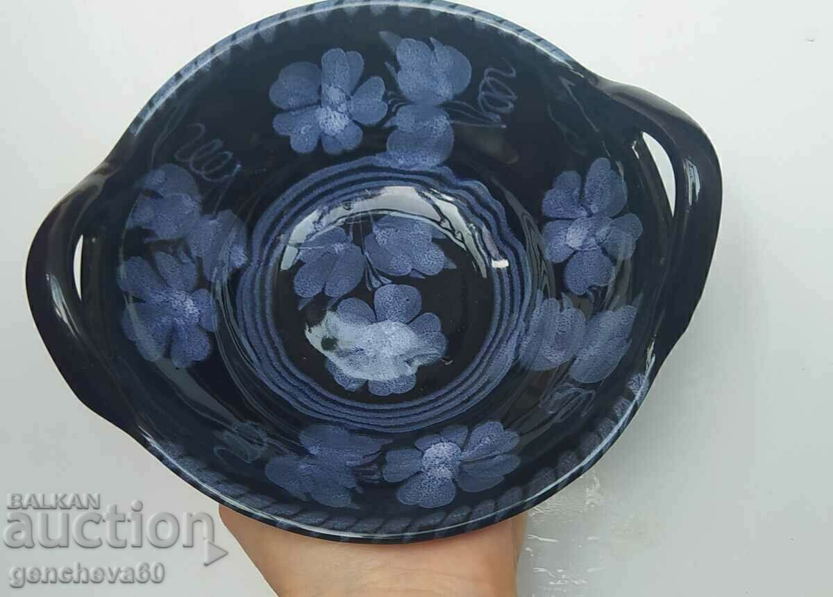 Delivery of Glazed blue ceramic wall bowl or fruit bowl