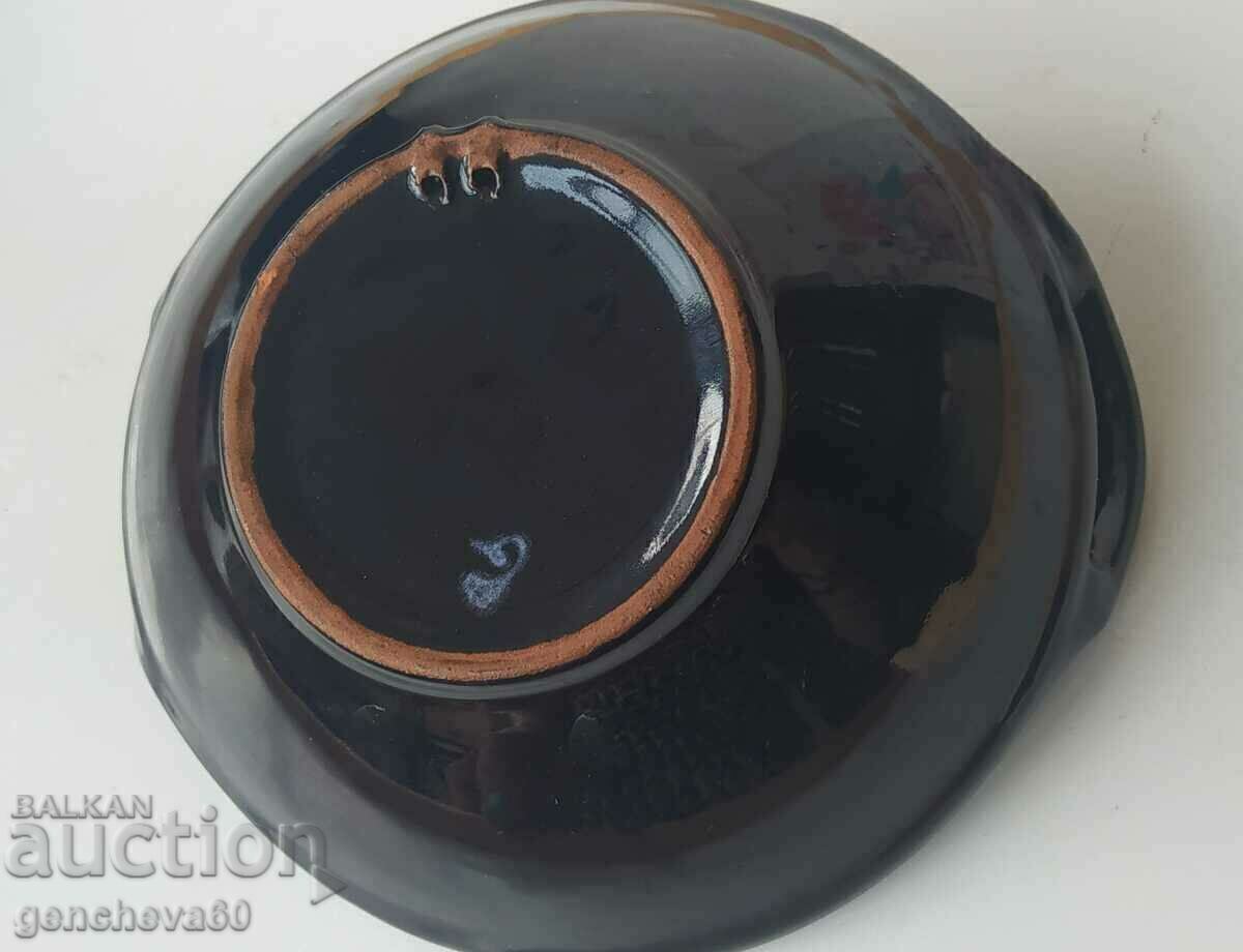 Glazed blue ceramic wall bowl or fruit bowl - 5