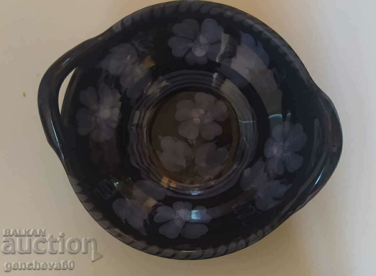 Glazed blue ceramic wall bowl or fruit bowl - 7