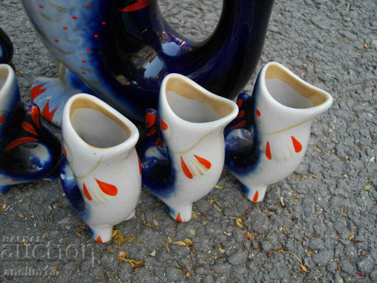 Auction PORCELAIN SET FOR FISH BRANDY USSR Auction PORCELAIN SET FOR FISH BRANDY USSR