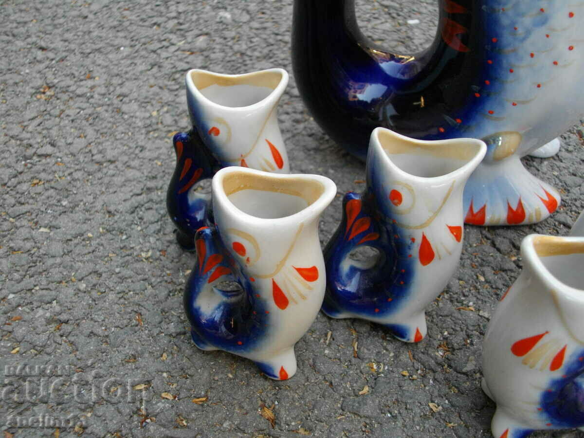 PORCELAIN SET FOR FISH BRANDY USSR - 5