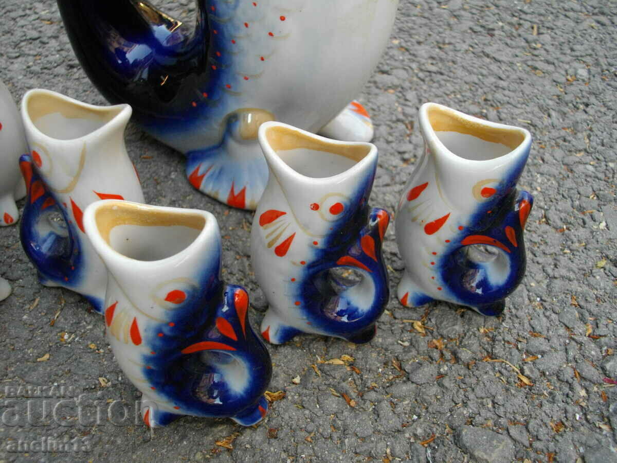 PORCELAIN SET FOR FISH BRANDY USSR - 6