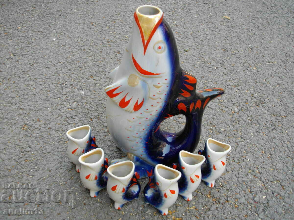 PORCELAIN SET FOR FISH BRANDY USSR