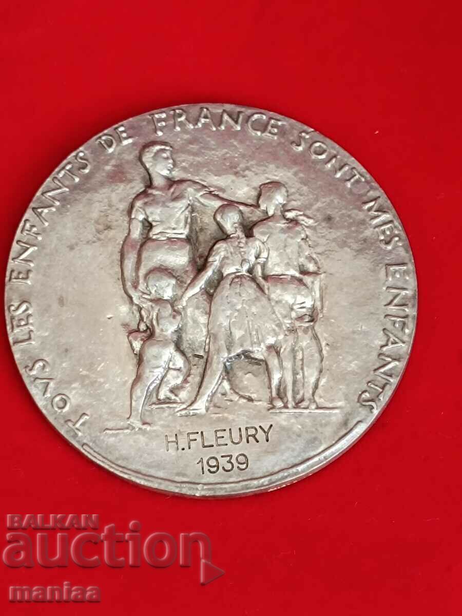 French 1939 Silver Medal National Enlightenment Order Plaque - 7 French 1939 Silver Medal National Enlightenment Order Plaque - 7