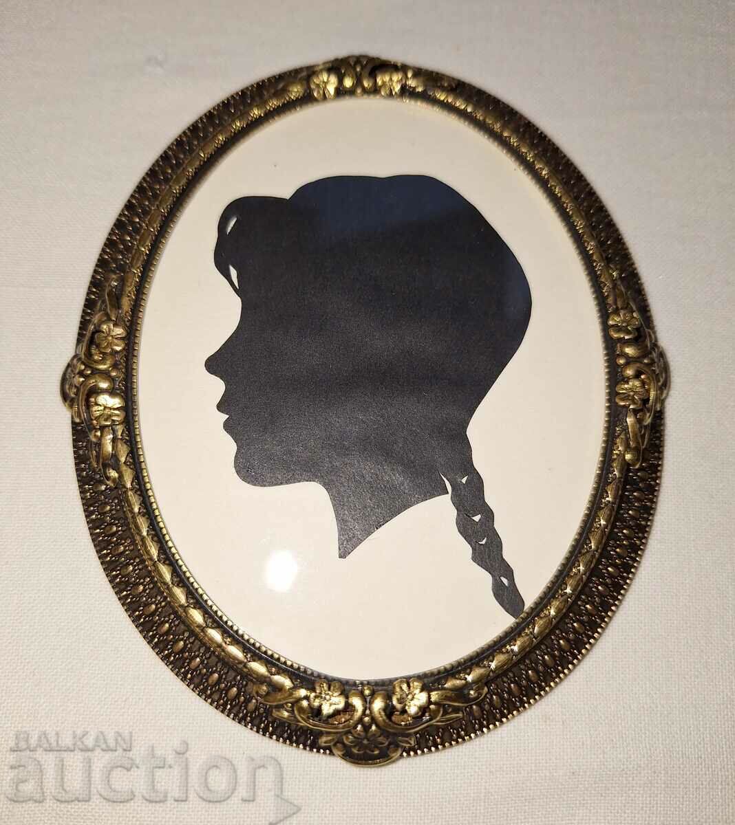 Old bronze photo frame with glass