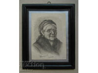 Portrait of an old woman, 1921. Yordan Pindikov, pencil drawing