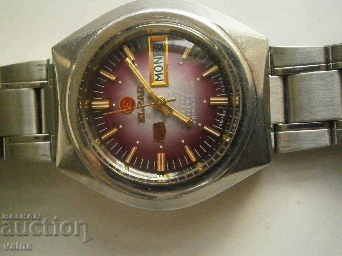 Licitație ELPAR, E 7, cal. AS 2066, 17 bijuterii, automată, 38,5 mm, elvețian
