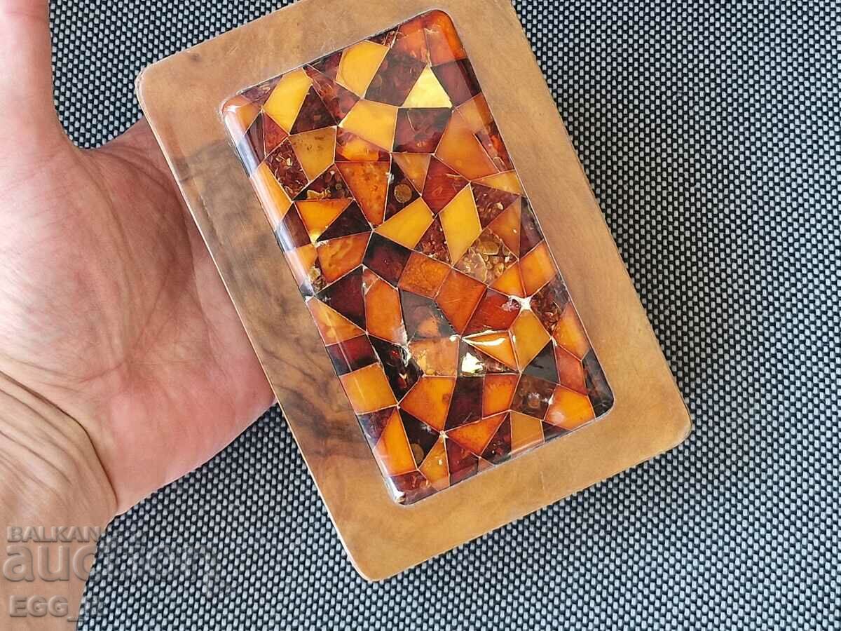 Old amber jewelry box preserved