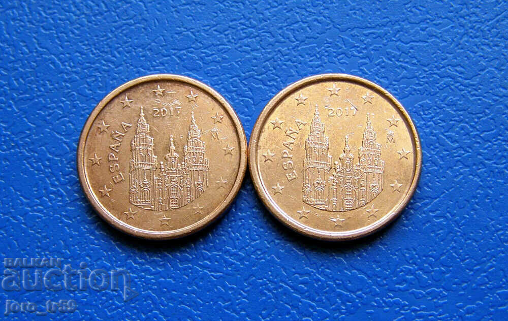 Spain 1 euro cent Euro cent 2017 - 2 pcs. Spain 1 euro cent Euro cent 2017 - 2 pcs.