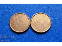 Испания 1 евроцент Euro cent 2017 г. - 2 бр.
