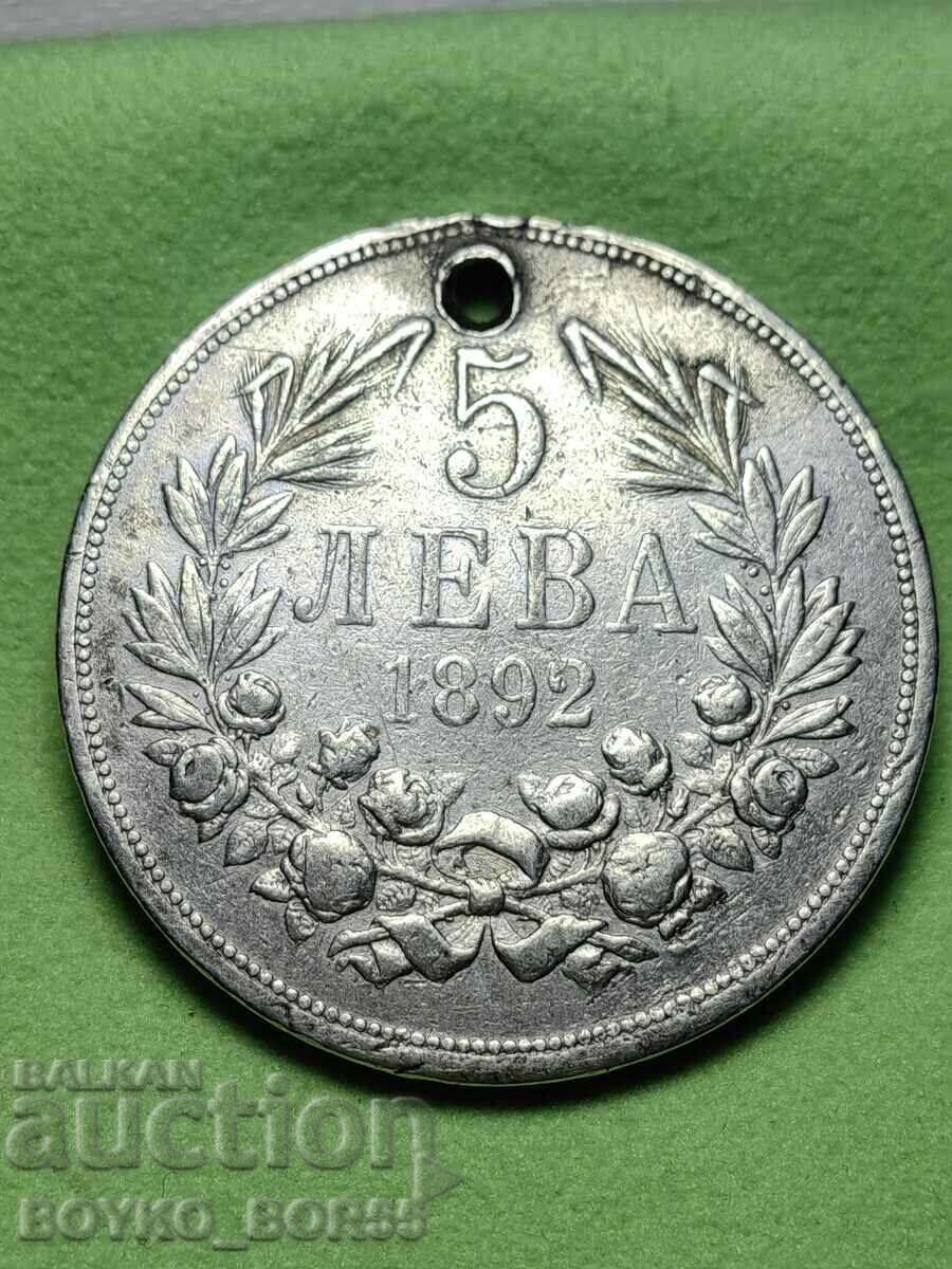 Moneda de argint Bulgaria 5 Lev 1892