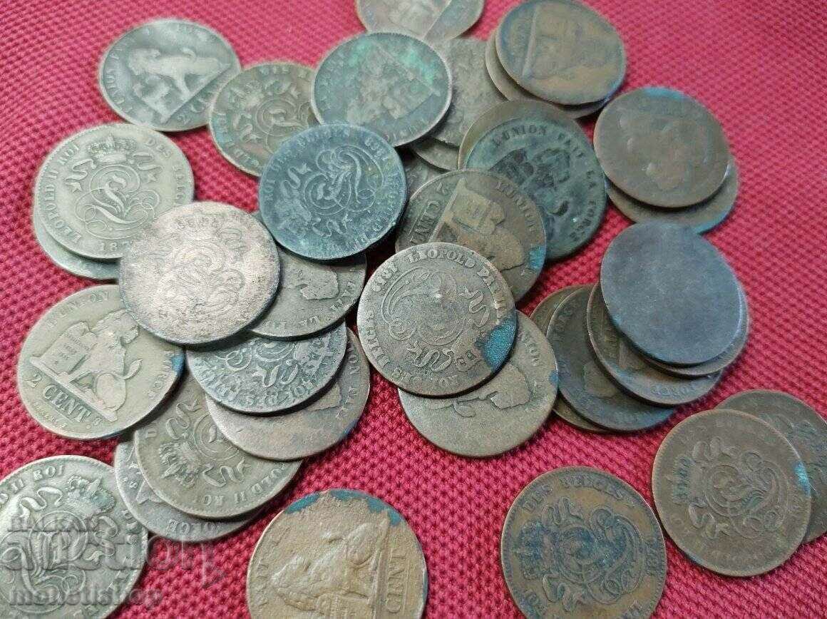 Old copper coins from Belgium