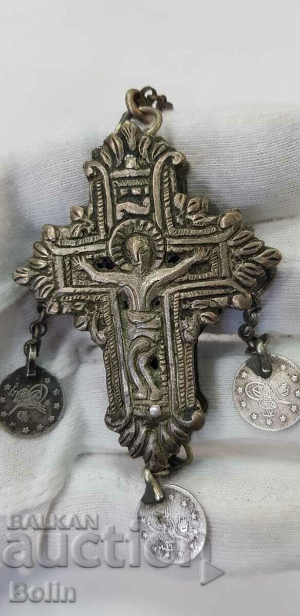 Rare Bulgarian revival cross with Jesus Christ 19th century with price 630.00 BGN | € 322.11 Rare Bulgarian revival cross with Jesus Christ 19th century with price 630.00 BGN | € 322.11