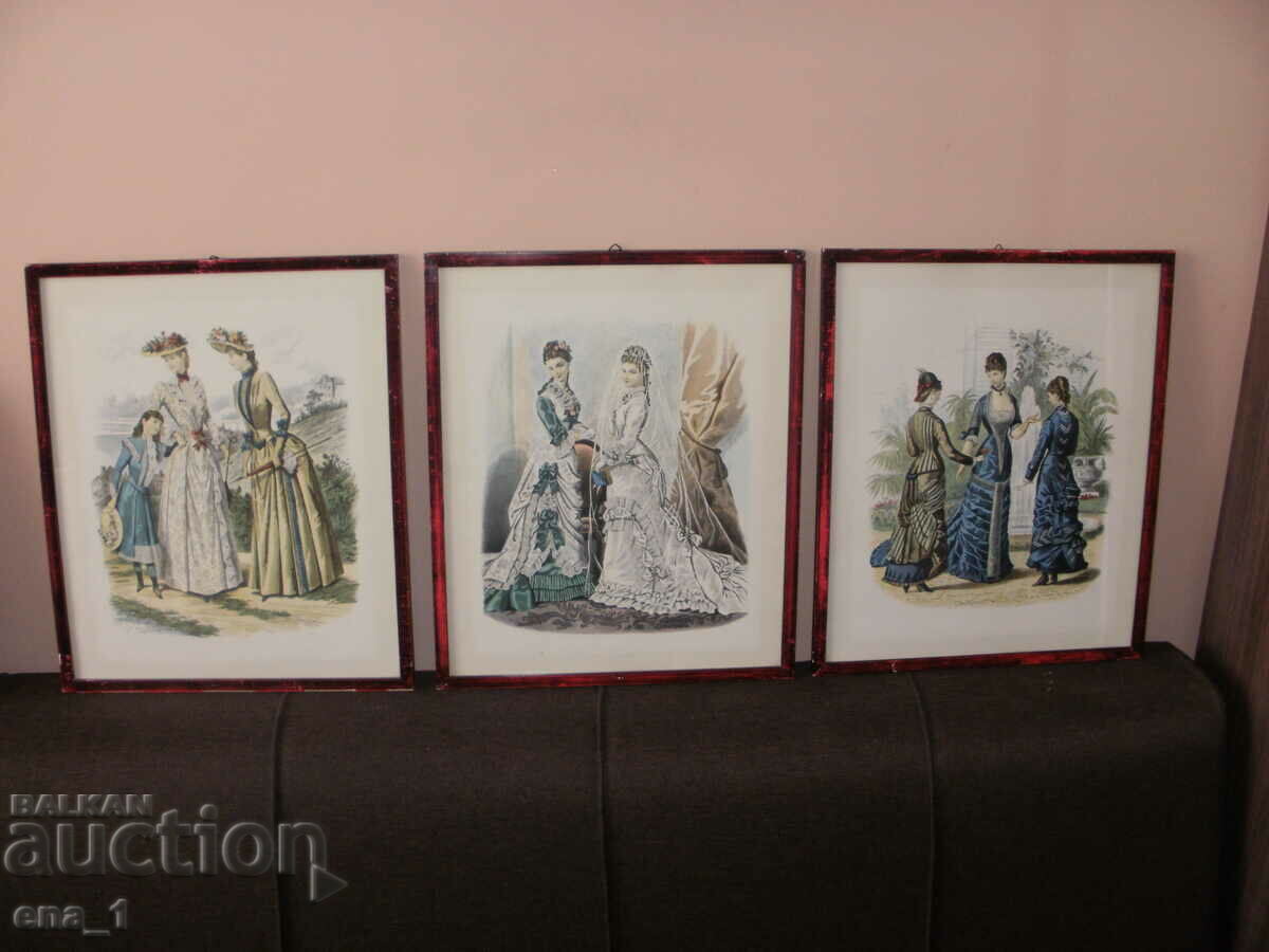 Lot of original colored French lithographs from the end of the 19th century.