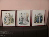 Lot of original colored French lithographs from the end of the 19th century.