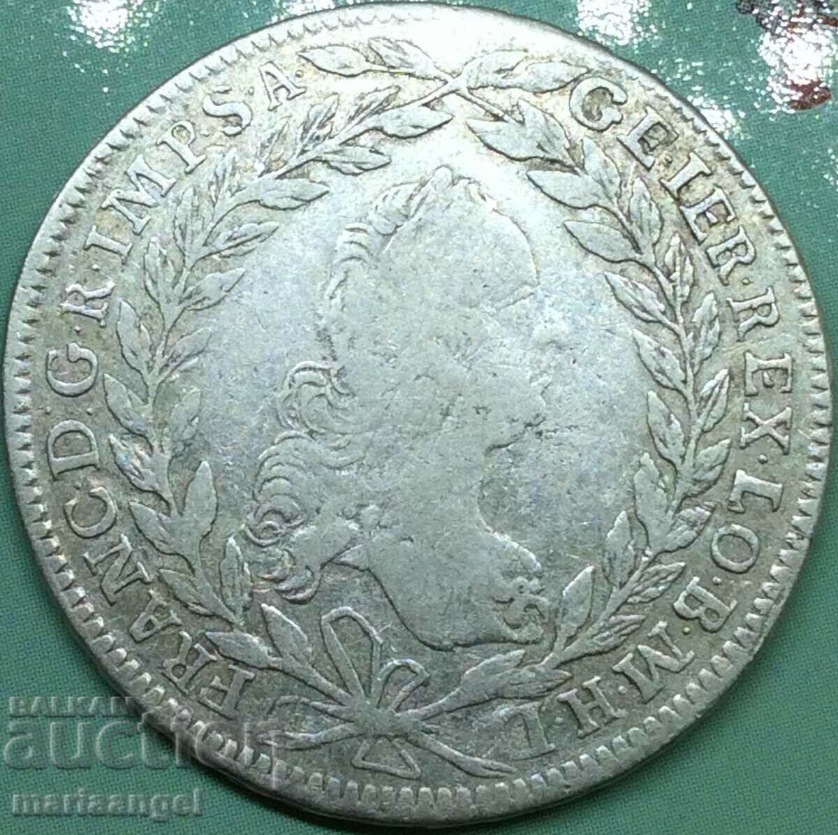 Австрия 20 кройцера 1764 Франц Стефан сребро - RARE