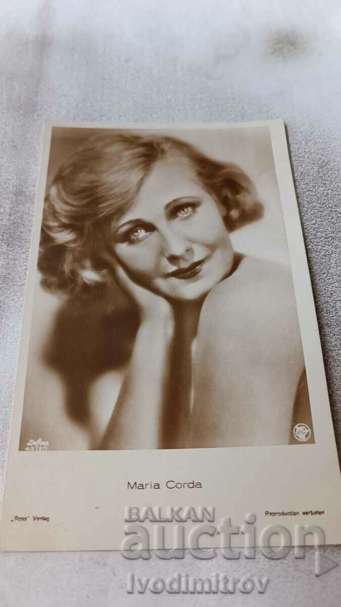 Пощенска картичка Maria Korda 1930
