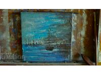 Picture painting with acrylic paints - Seascape - Ship