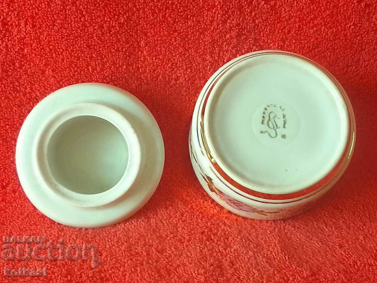 Auction Old Bulgarian Porcelain Sugar Bowl Cup Marked Gold Gilding Auction Old Bulgarian Porcelain Sugar Bowl Cup Marked Gold Gilding