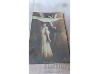 Καρτ ποστάλ Άνδρας και νεαρή κοπέλα Θεσσαλονίκη 1910